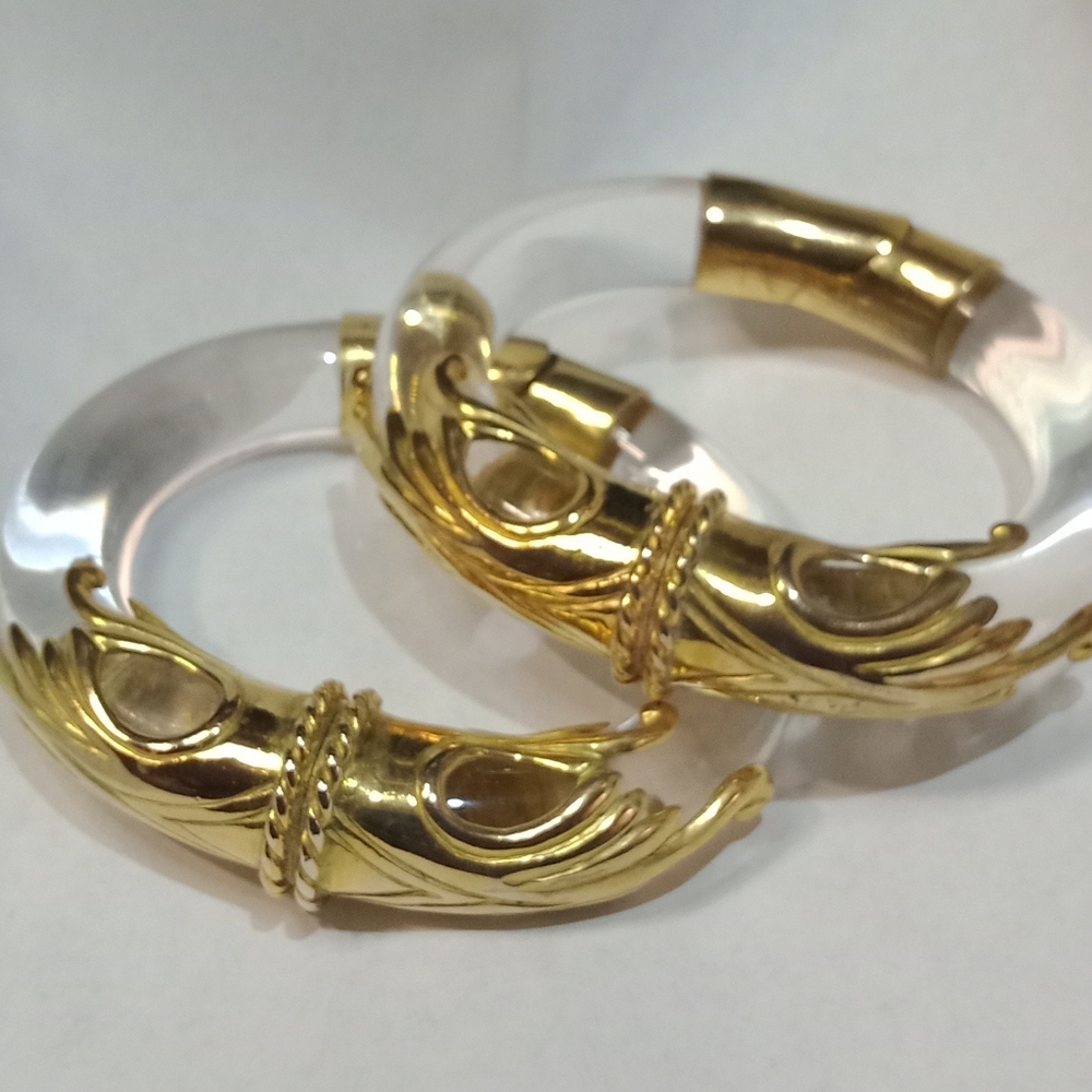 Vintage Signed Inna Cytrine Twin Bracelet Earrings Set